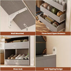 Sistema Armadio a 2 Ante e Cassetti in Legno, in Rovere Beige/Nero/Grigio/Bianco (Montaggio da 2 Persone)