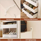 Sistema Armadio a 2 Ante e Cassetti in Legno, in Rovere Beige/Nero/Grigio/Bianco (Montaggio da 2 Persone)