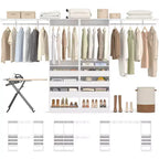 Sistema Armadio a 2 Ante e Cassetti in Legno, in Rovere Beige/Nero/Grigio/Bianco (Montaggio da 2 Persone)