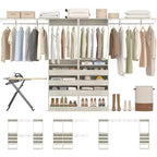 Sistema Armadio a 2 Ante e Cassetti in Legno, in Rovere Beige/Nero/Grigio/Bianco (Montaggio da 2 Persone)