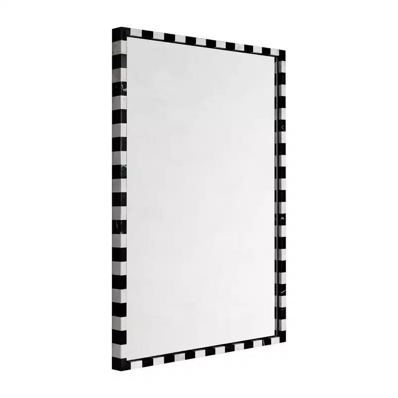 Specchio da parete rettangolare in marmo bianco e nero, 20x30 pollici, uso singolo