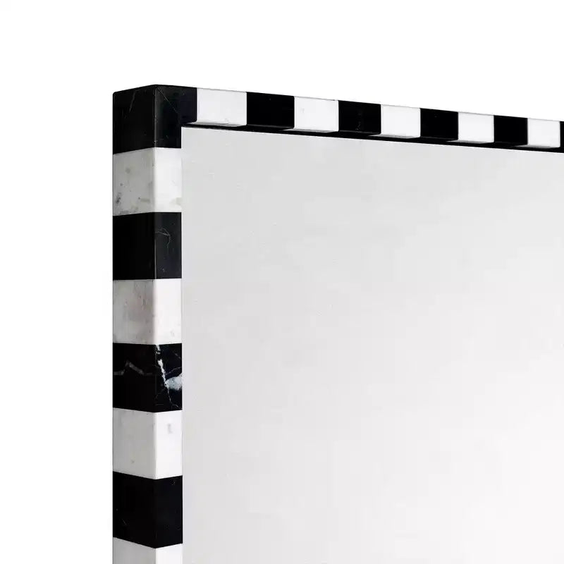 Specchio da parete rettangolare in marmo bianco e nero, 20x30 pollici, uso singolo