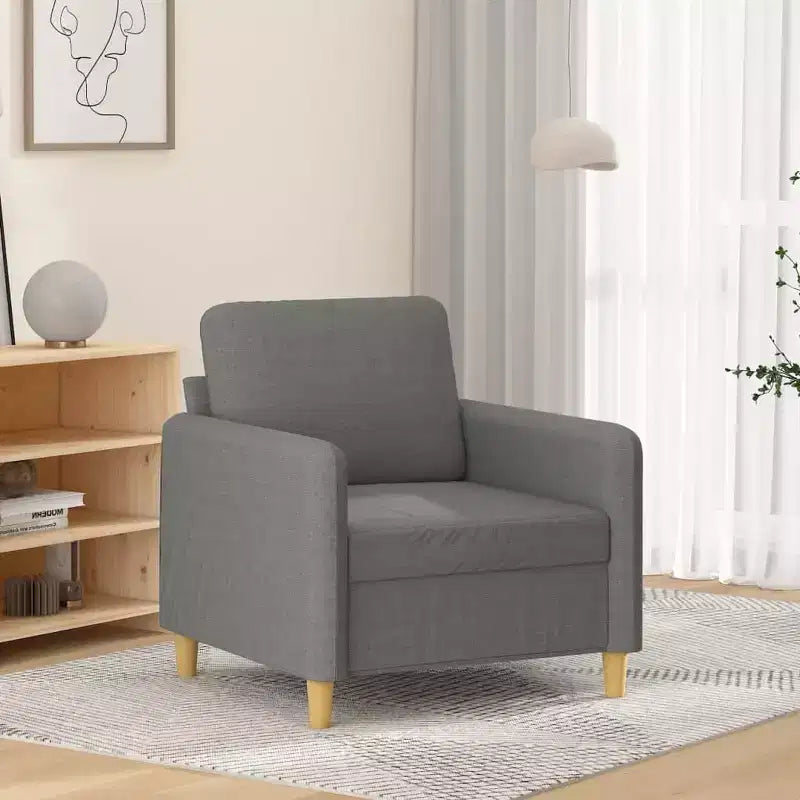 Poltrona d'accento rivestita grigio scuro/grigio chiaro con braccioli, 1-2 posti