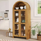70 Tall Arched Pantry Cabinet with Acrylic Doors  5-Tier Adjustable Shelf Wooden Storage Cabinet, Modern Bookshelf for Kitchen, Dining & Living Room