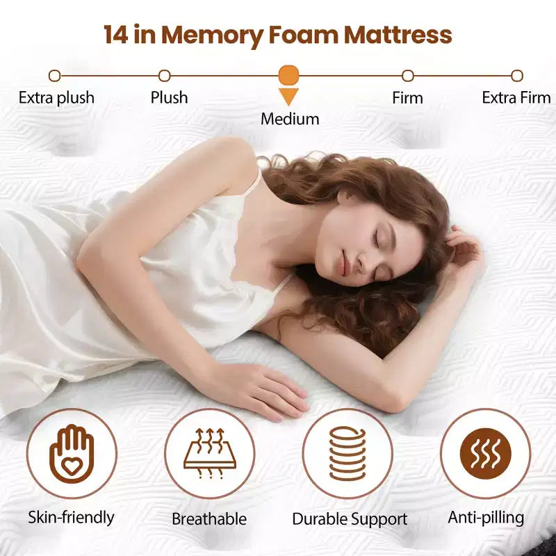 Materasso King Size, Memory Foam in Gel, Media Fermezza, 2 Posti