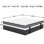 Materasso King Size, Memory Foam in Gel, Media Fermezza, 2 Posti