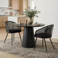 Dining Room Chairs Set of 2, Modern Upholstered Armchair with Rattan Woven Back & Black Metal Legs - Panipeachy