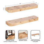 Mensole flottanti in legno naturale, confezione da 2, 60 cm