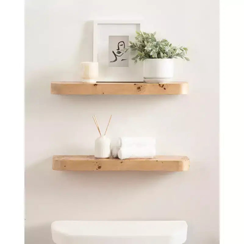 Mensole flottanti in legno naturale, confezione da 2, 60 cm