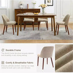 Sedia da Pranzo Imbottita Beige / Cammello / Grigio, Senza Braccioli, Stile Mid-Century, Set da 2