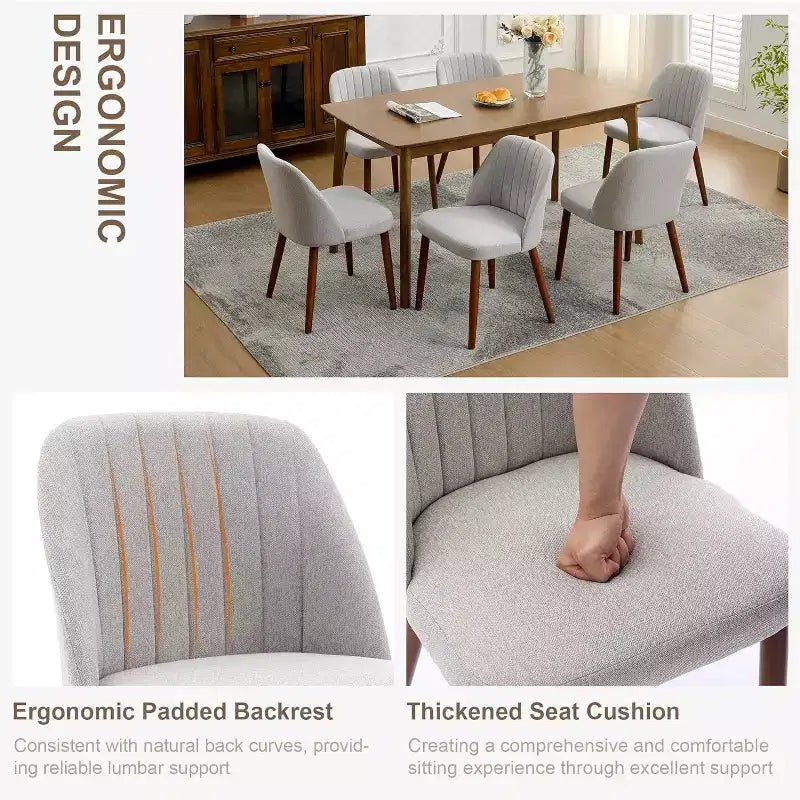 Sedia da Pranzo Imbottita Beige / Cammello / Grigio, Senza Braccioli, Stile Mid-Century, Set da 2