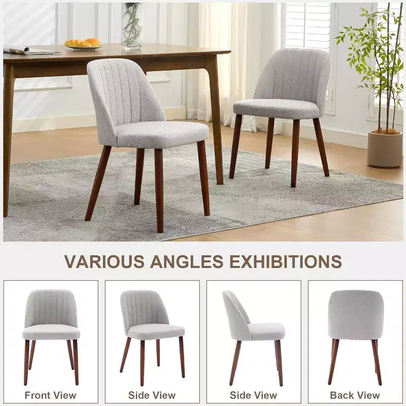 Sedia da Pranzo Imbottita Beige / Cammello / Grigio, Senza Braccioli, Stile Mid-Century, Set da 2