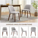 Sedia da Pranzo Imbottita Beige / Cammello / Grigio, Senza Braccioli, Stile Mid-Century, Set da 2