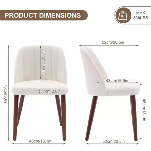 Sedia da Pranzo Imbottita Beige / Cammello / Grigio, Senza Braccioli, Stile Mid-Century, Set da 2