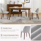 Sedia da Pranzo Imbottita Beige / Cammello / Grigio, Senza Braccioli, Stile Mid-Century, Set da 2