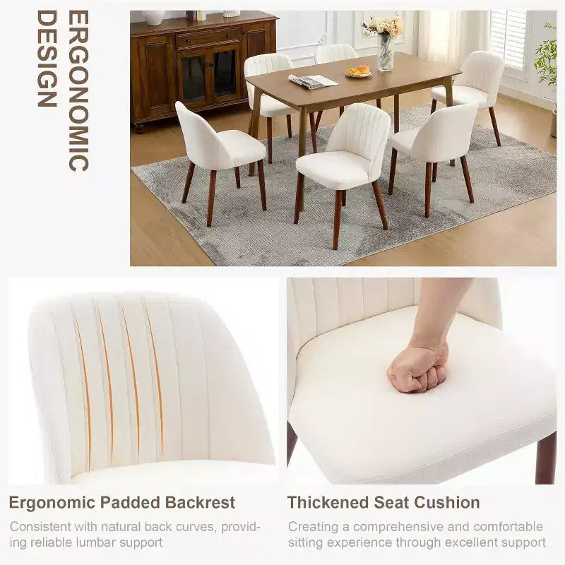 Sedia da Pranzo Imbottita Beige / Cammello / Grigio, Senza Braccioli, Stile Mid-Century, Set da 2