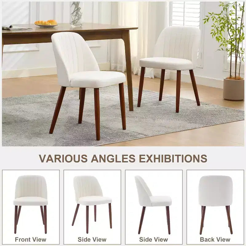 Sedia da Pranzo Imbottita Beige / Cammello / Grigio, Senza Braccioli, Stile Mid-Century, Set da 2