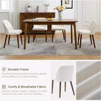 Sedia da Pranzo Imbottita Beige / Cammello / Grigio, Senza Braccioli, Stile Mid-Century, Set da 2