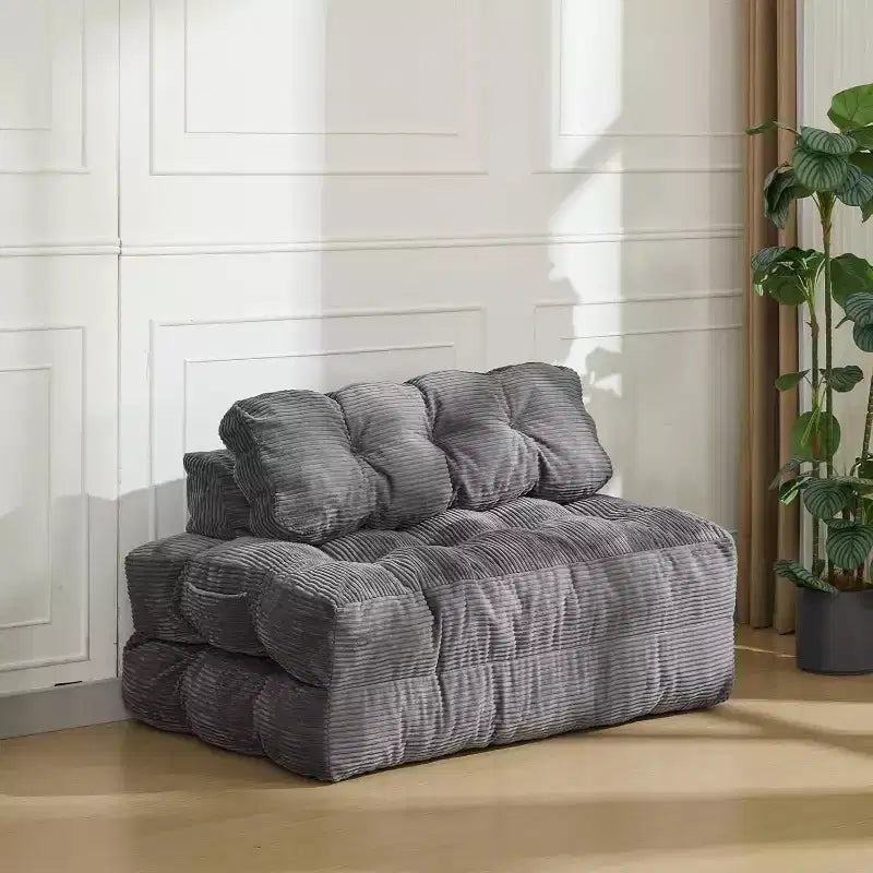 Divano Letto Pieghevole 3-in-1, Singolo, Beige / Nero / Grigio
