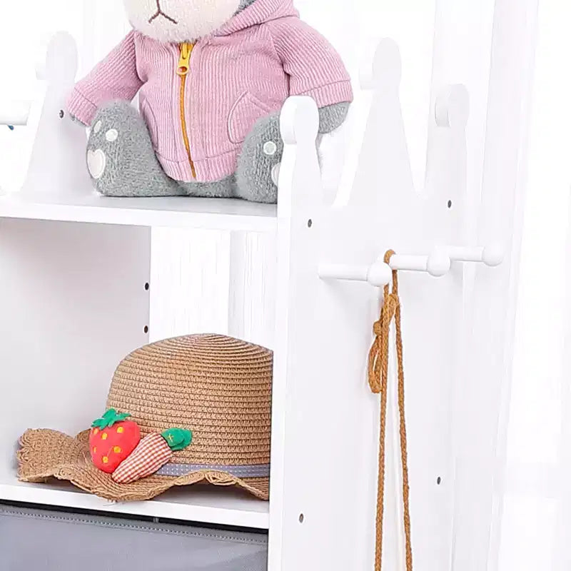 Armadio da travestimento rosa/bianco con specchio illuminato, asta appendiabiti e contenitore, per 1 bambina