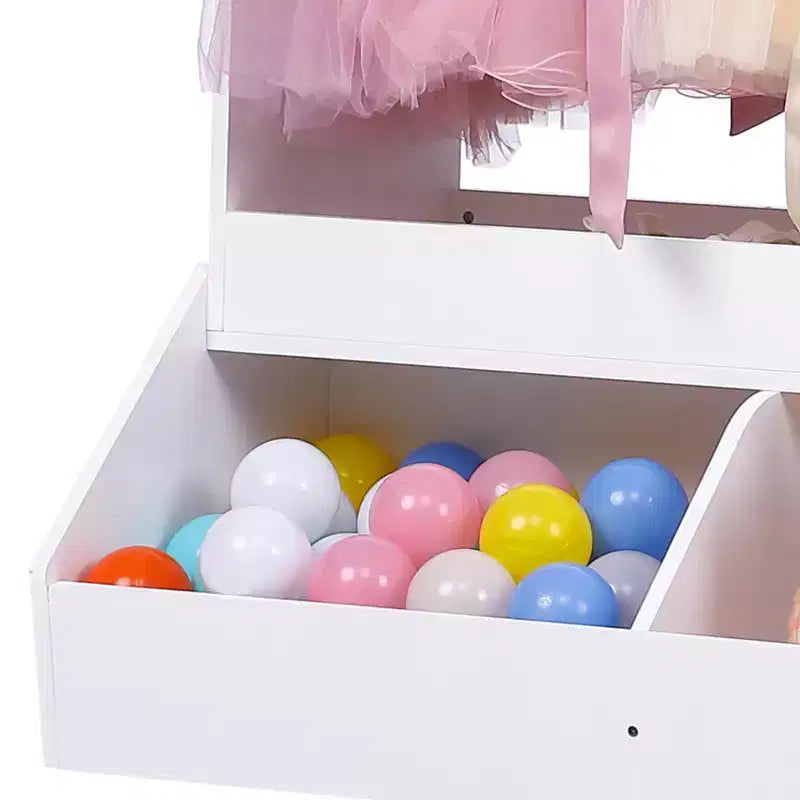 Armadio da travestimento rosa/bianco con specchio illuminato, asta appendiabiti e contenitore, per 1 bambina
