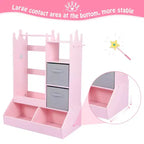 Armadio da travestimento rosa/bianco con specchio illuminato, asta appendiabiti e contenitore, per 1 bambina