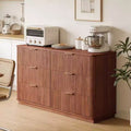 JVNOXK 6 Drawer Dressing Table, 55-inch Wide Modern Wave Curve Design, Dual-Function TV Cabinet&Dressing Cabinet, Wooden Storage Cabinet,Walnut