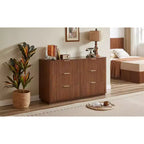 Cassettiera Marrone a 6 Cassetti, Stile Curvo a Onda, 140 cm – Montaggio da 1 Persona