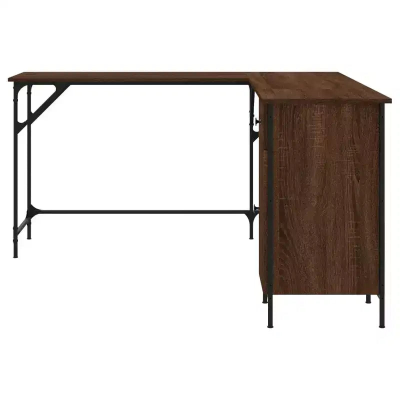 Scrivania angolare a L, rovere nero/marrone/affumicato, 1 persona