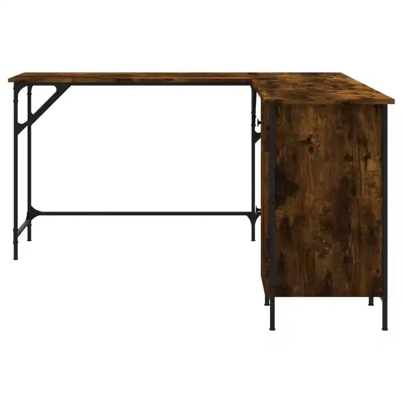 Scrivania angolare a L, rovere nero/marrone/affumicato, 1 persona
