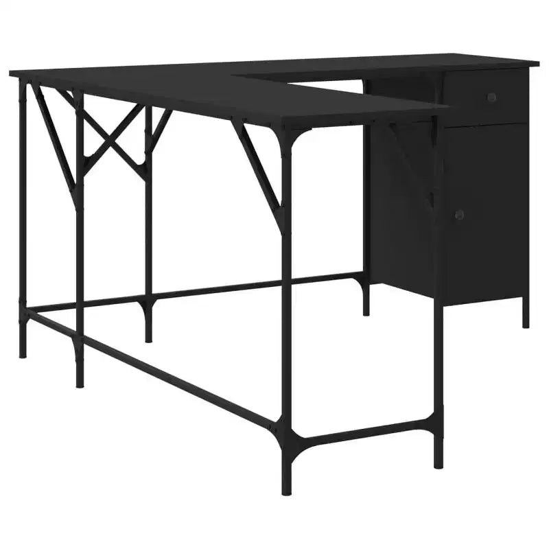 Scrivania angolare a L, rovere nero/marrone/affumicato, 1 persona
