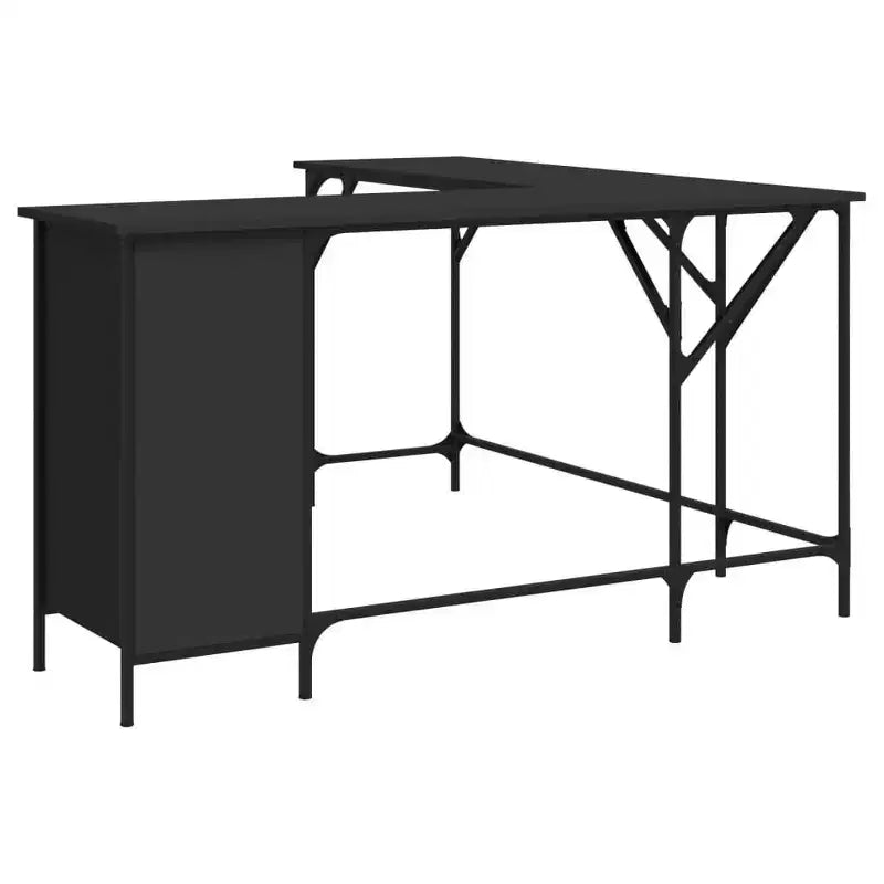 vidaXL Desk Black Engineered Wood Adjustable Feet Corner Desk