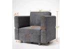 Divano singolo modulare grigio scuro con pouf contenitore, ciniglia, schienale e bracciolo regolabili, 1 posto