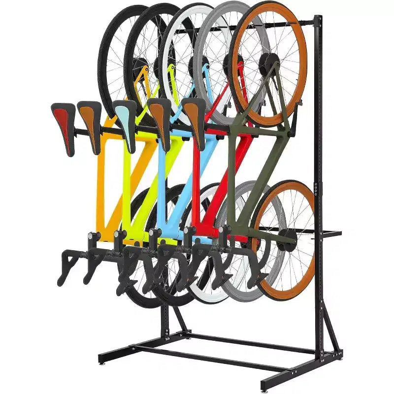 Freestanding Bike Rack, 5 Bikes Capacity 400 LBS, Vertical Bike Storage Stand for Garage, Indoor Bicycle Organizer, Holds Up to 5 Bikes
