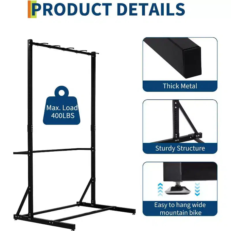Portabiciclette autoportante in acciaio nero, stile verticale, capacità fino a 5 biciclette