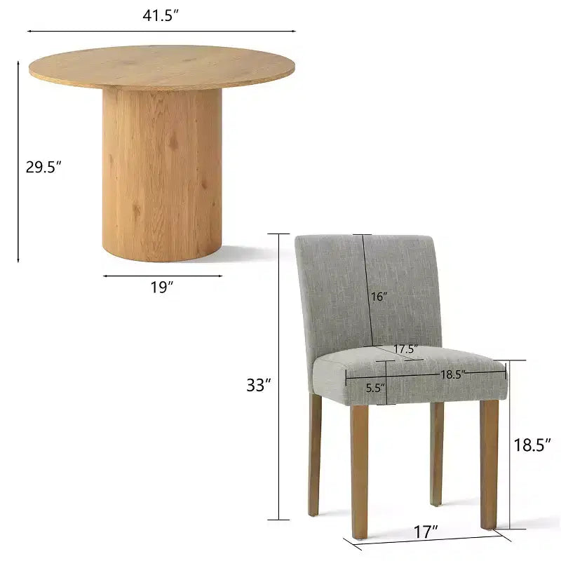 Set tavolo da pranzo rotondo, sedie imbottite, base a piedistallo, 4 posti