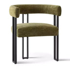 Set tavolo da pranzo rotondo con base a piedistallo, nero/rovere, sedie in ciniglia imbottite, 6 posti