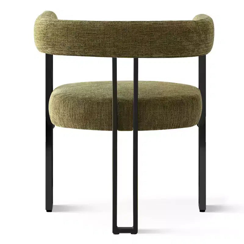 Set tavolo da pranzo rotondo con base a piedistallo, nero/rovere, sedie in ciniglia imbottite, 6 posti