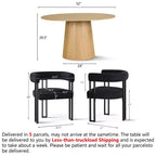 Set tavolo da pranzo rotondo con base a piedistallo, nero/rovere, sedie in ciniglia imbottite, 6 posti