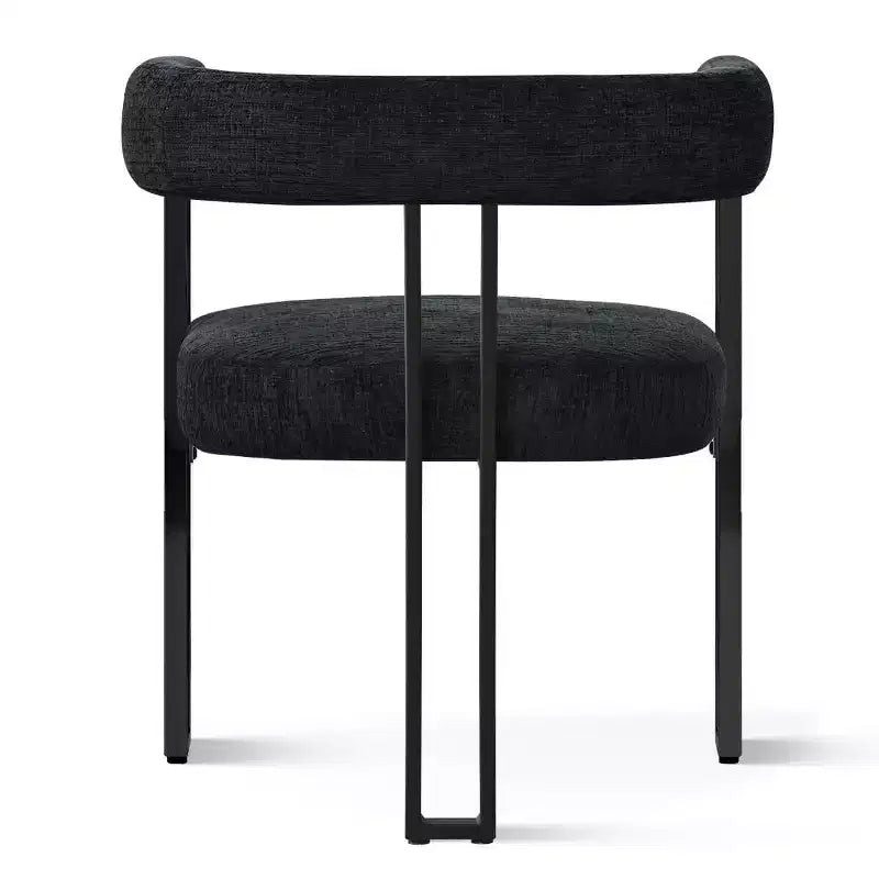 Set tavolo da pranzo rotondo con base a piedistallo, nero/rovere, sedie in ciniglia imbottite, 6 posti