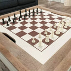 Tavolino quadrato bianco e marrone con piano da gioco e contenitore, posti a sedere 2-4