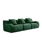 Divano sezionale modulare in tessuto Teddy nero / cammello / verde / arancio, bracciolo curvo, 3 posti