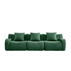 Divano sezionale modulare in tessuto Teddy nero / cammello / verde / arancio, bracciolo curvo, 3 posti