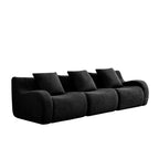 Divano sezionale modulare in tessuto Teddy nero / cammello / verde / arancio, bracciolo curvo, 3 posti