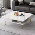 TUYOHW Exquisite Coffee Table with Drawers,2-Tie Wooden Center Table for Home Decor,Living Room Cocktail Table with High Gloss Top,110lbs Max,White
