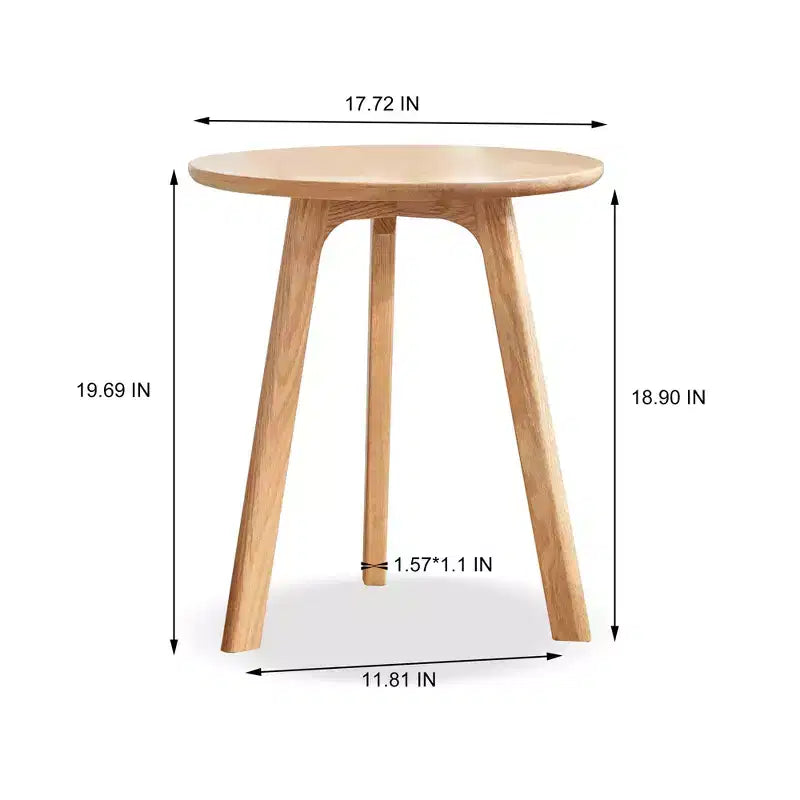 Tavolino rotondo color beige naturale, rovere massiccio, 1 pezzo