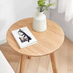 Tavolino rotondo color beige naturale, rovere massiccio, 1 pezzo