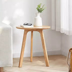 Tavolino rotondo color beige naturale, rovere massiccio, 1 pezzo