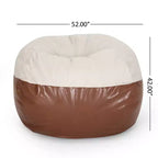 Poltrona sacco rotonda in ecopelle marrone e beige/grigio chiaro, 1 posto