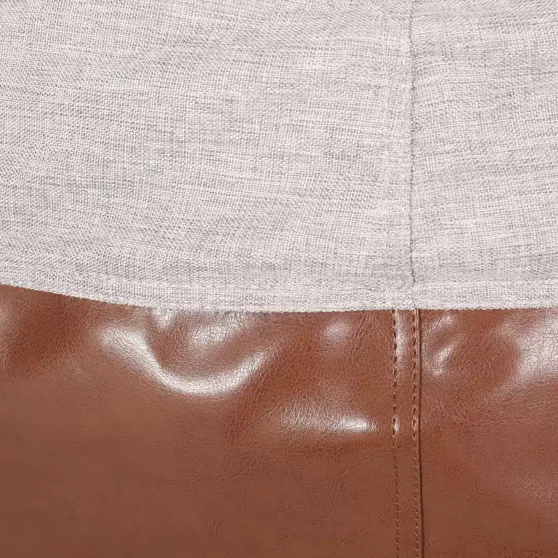 Poltrona sacco rotonda in ecopelle marrone e beige/grigio chiaro, 1 posto